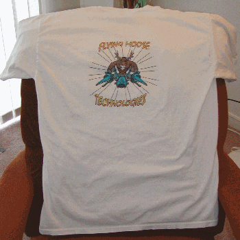 T-Shirt with Comic Style Flying Moose Logo
